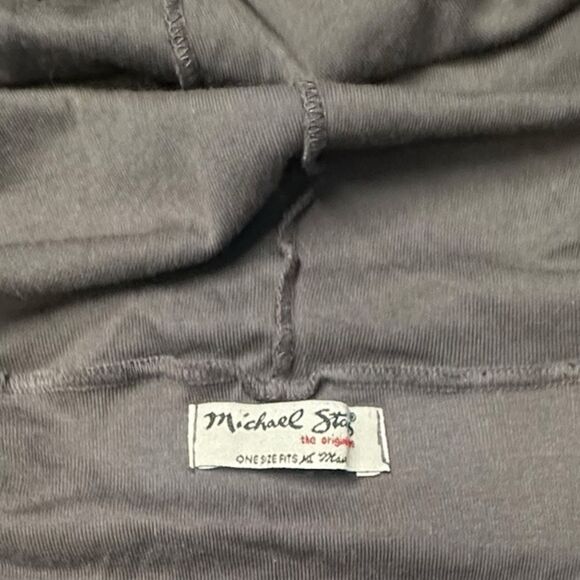MICHAEL STARS Women’s Gray Supima Cotton Short Sleeve Hoodie Tunic One Size (Fit - Picture 3 of 5
